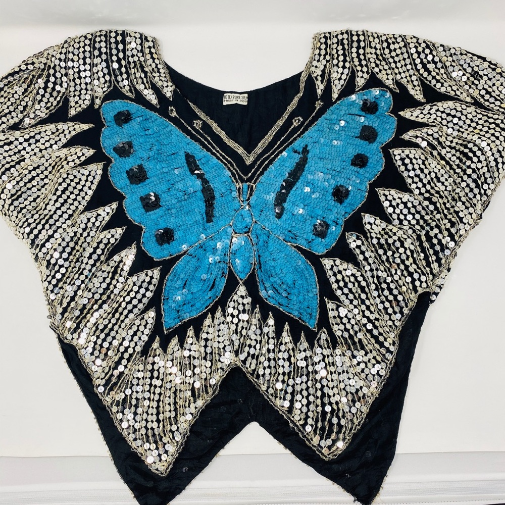 Vintage 1970’s butterfly Sequin Top